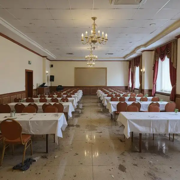 Приведение в порядок банкетного зала - до уборки